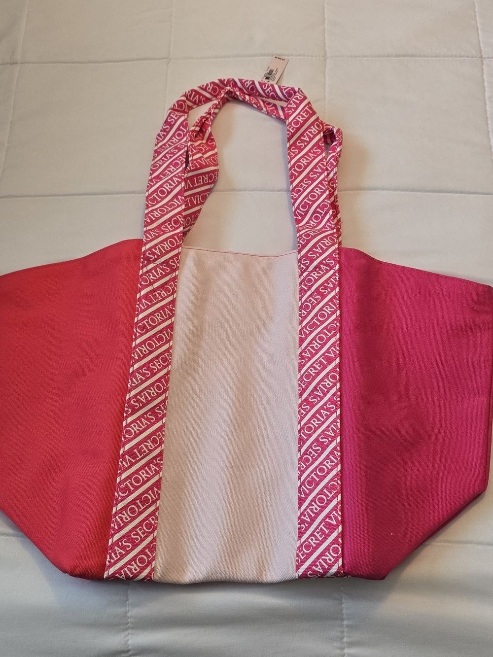 Victoria's Secret Hot Pink and Cream Logo-Trim Tote